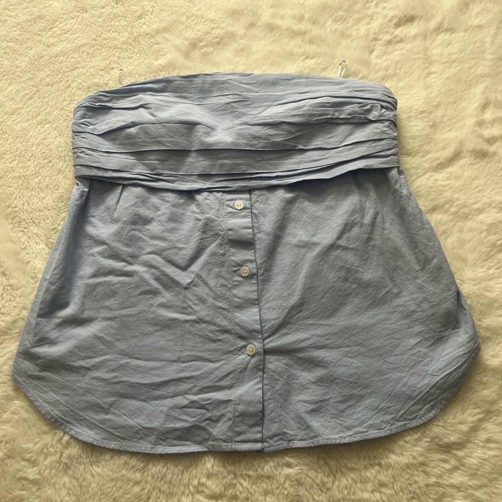 Zara strapless poplin button down a line top size medium